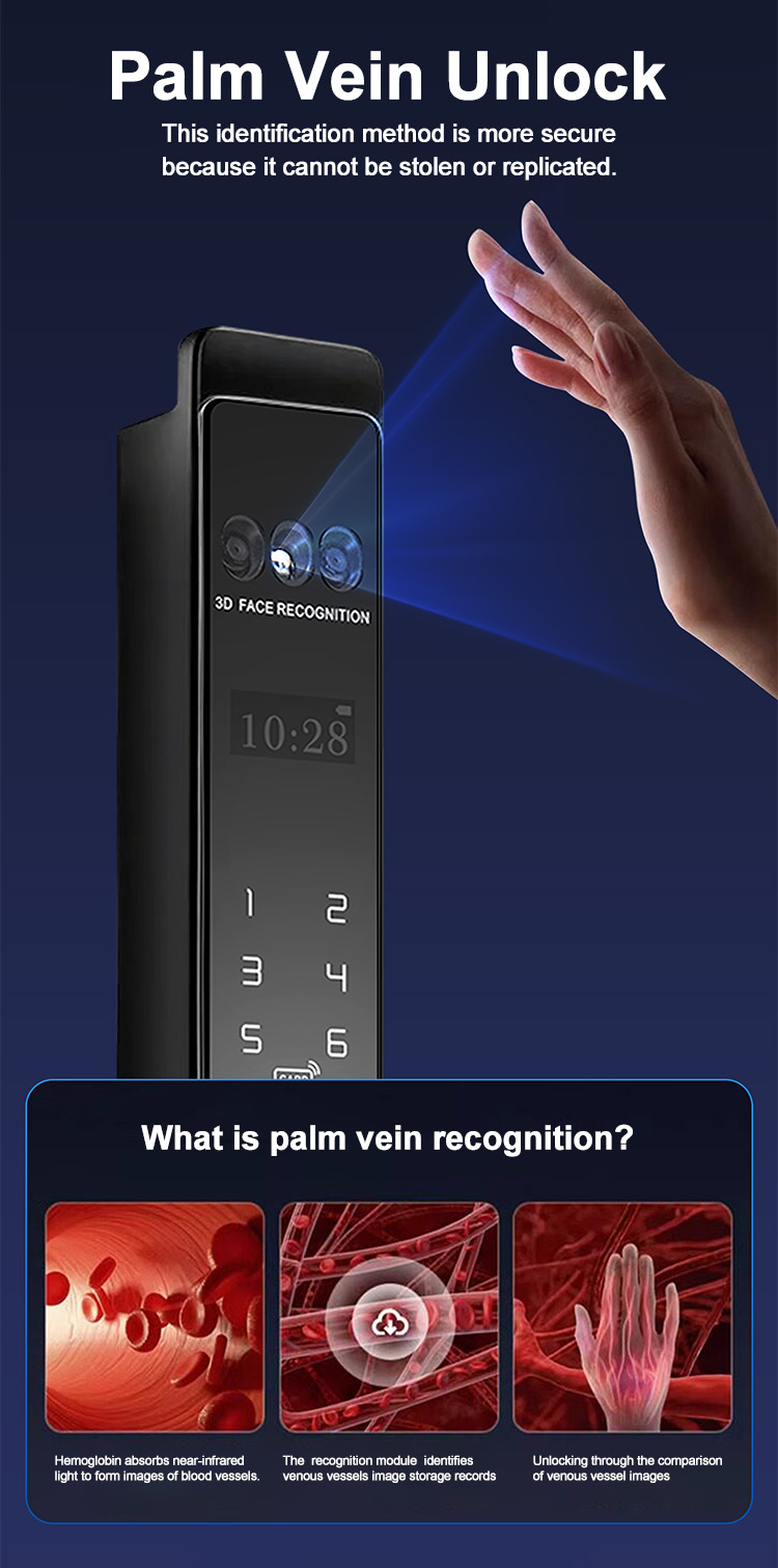 WAFU WF-021 vollautomatisches 3D-Gesichts- und Handvenen-Aluminiumtürschloss | Produktdetails und Konfiguration 7