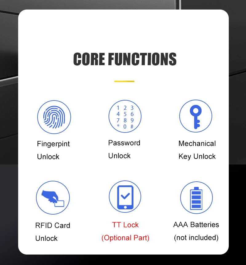 WAFU WF-023 Schmales Aluminium-Fingerabdruckschloss | Produktdetailbild 2