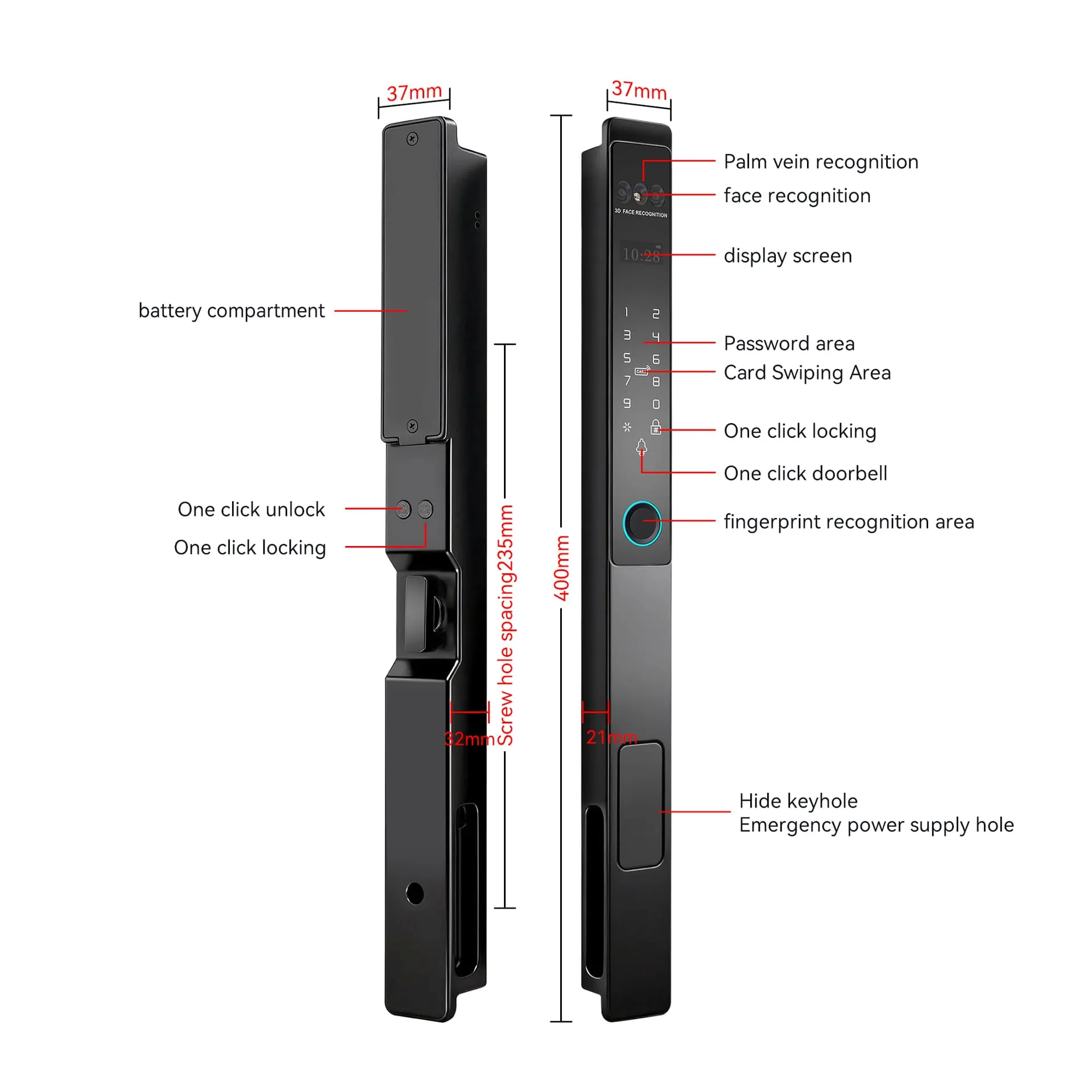 WAFU WF-H2 7-in-1 Smart Lock — smart lock, face recognition | product photo 4